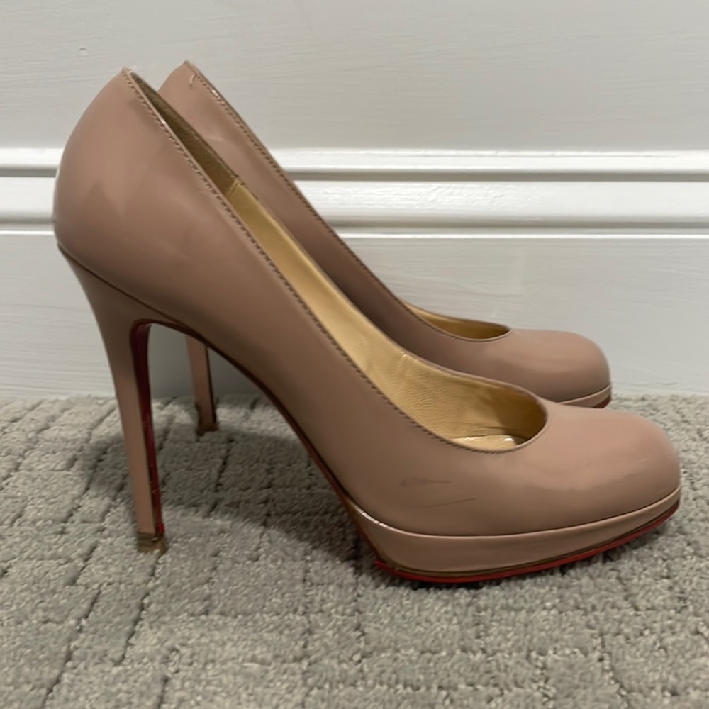 Christian Louboutin 100% Authentic patent Nude 37 Simple 100mm